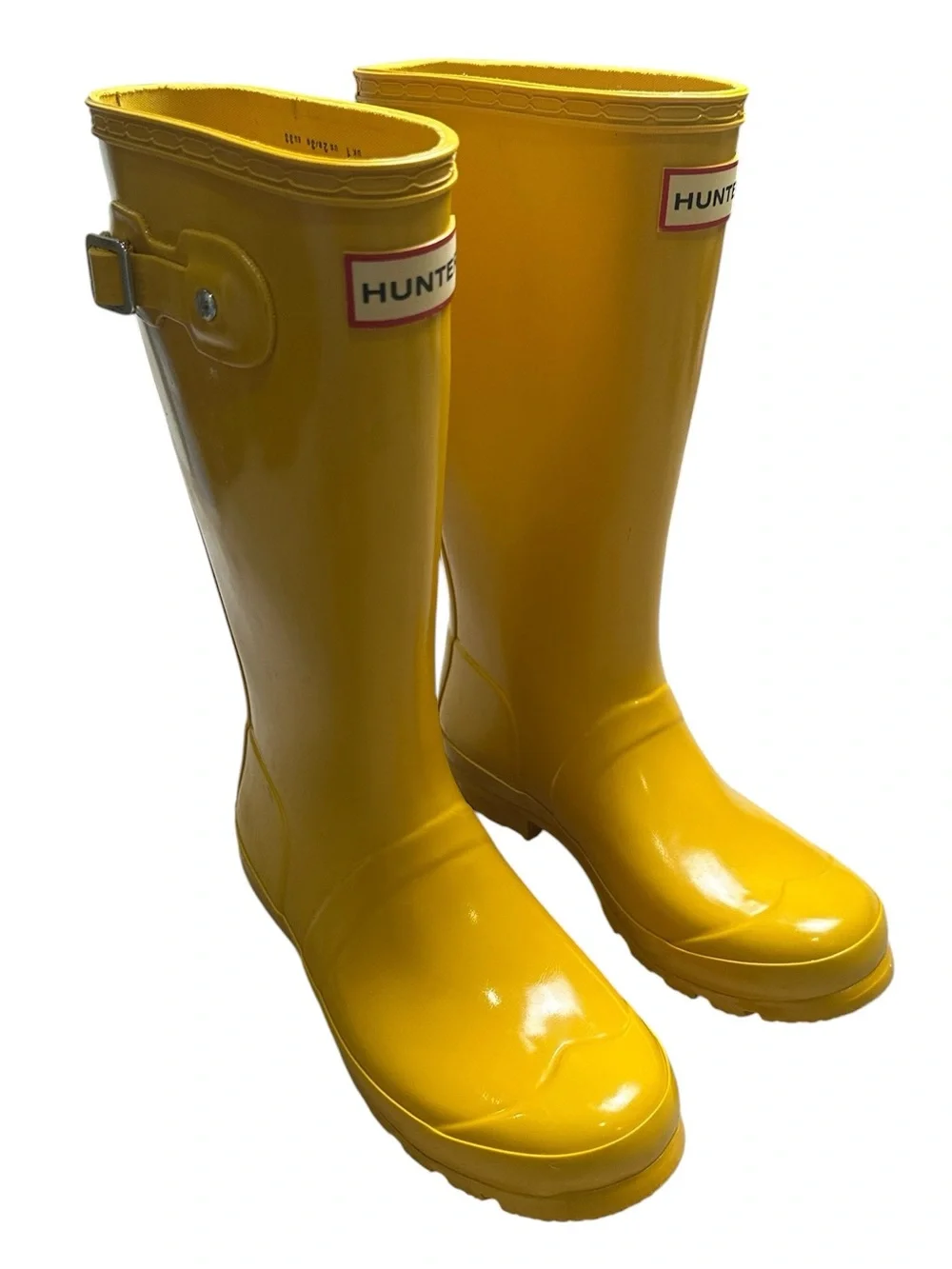 Hunter Kids Size 2B/3G Original Tall Glossy Yellow Rubber Rain Boots